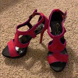 Jessica Simpson suede open toe pumps